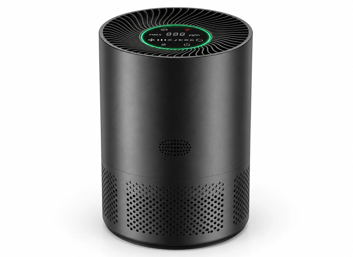 Purificateur d'air HEPA H13 avec capteur PM2,5 – CADR 185 m³/h, 25 W — fond blanc
