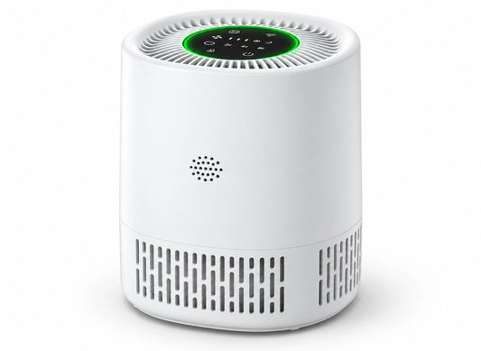 Purificateur d'air compact HEPA H13 avec capteur PM2,5 — fond blanc