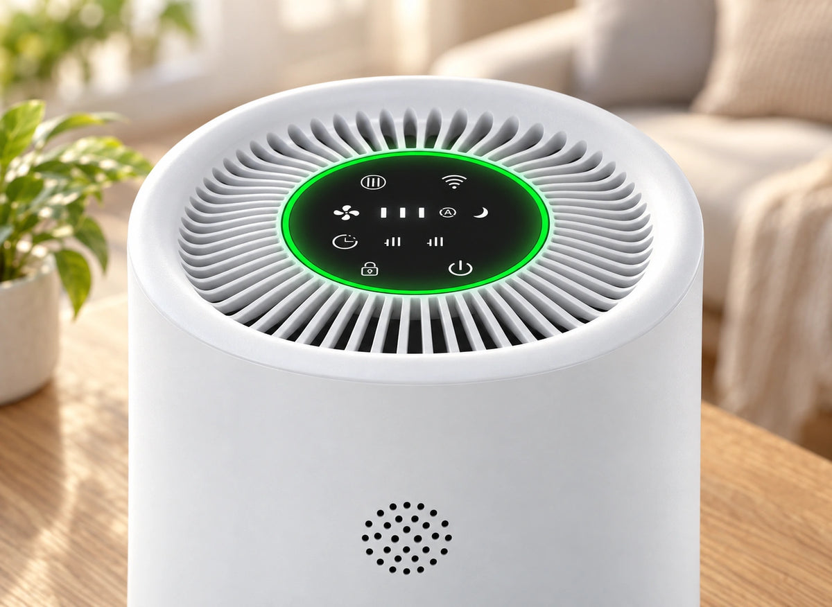 Purificateur d'air compact HEPA H13 avec capteur PM2,5 — tableau de bord